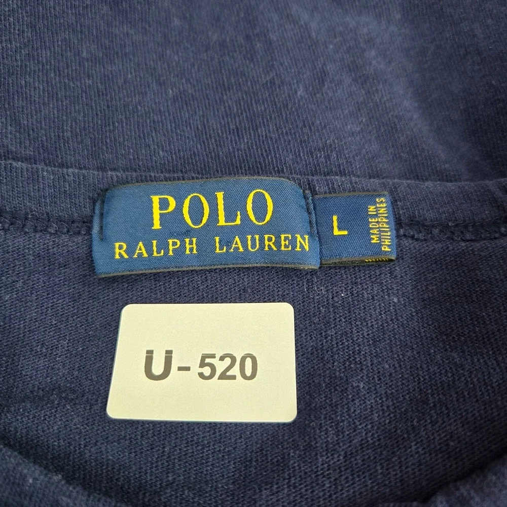 Polo Ralph Lauren Men Shirt Large Blue Colorblock Logo Long Sleeve READ